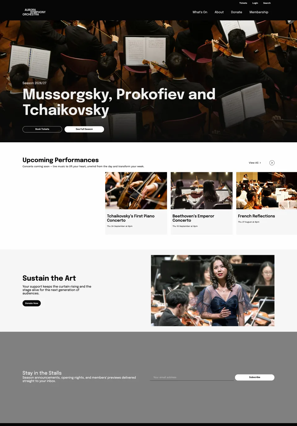 Symphony orchestra website template screenshot