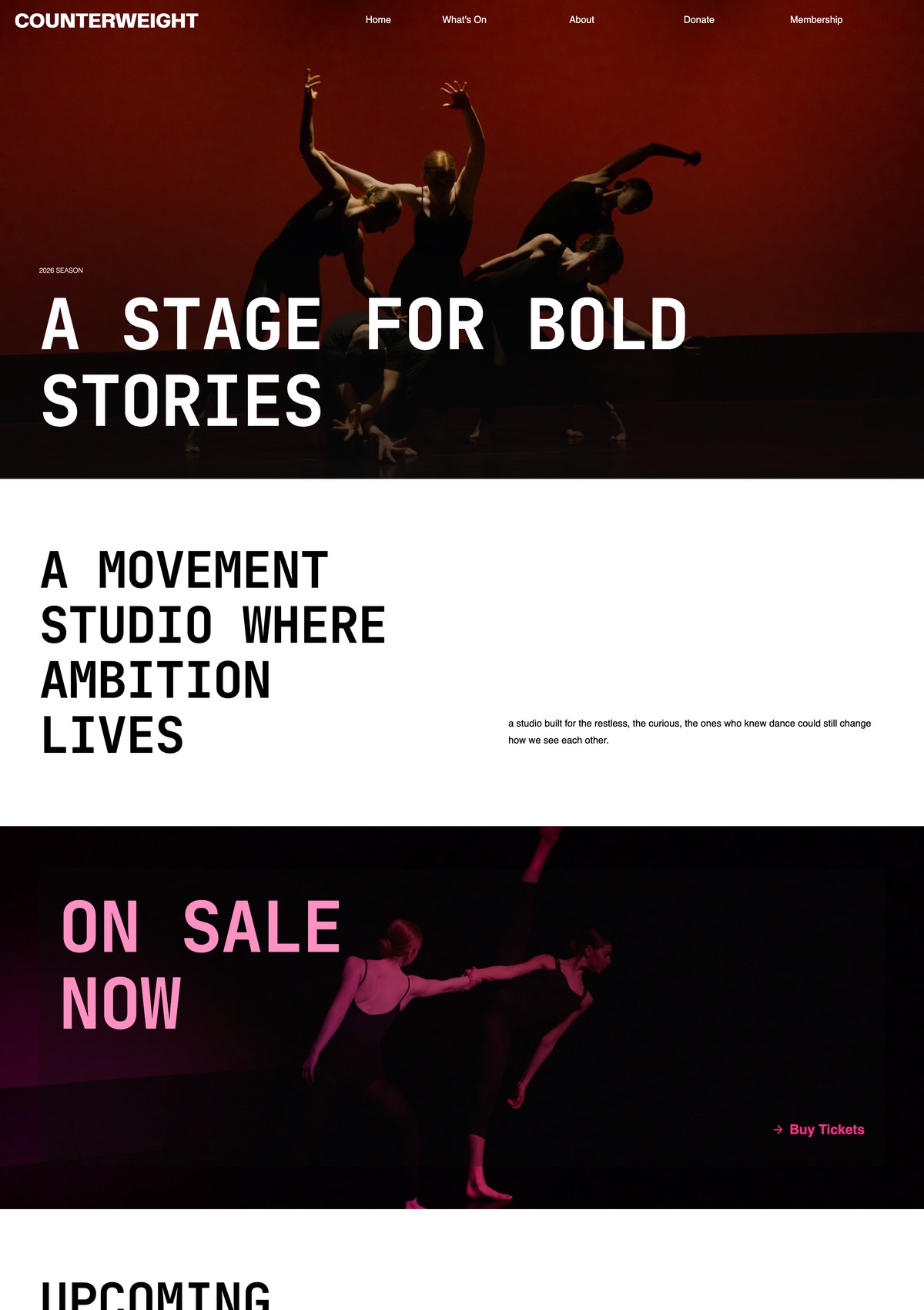 Contemporary dance company website template screenshot